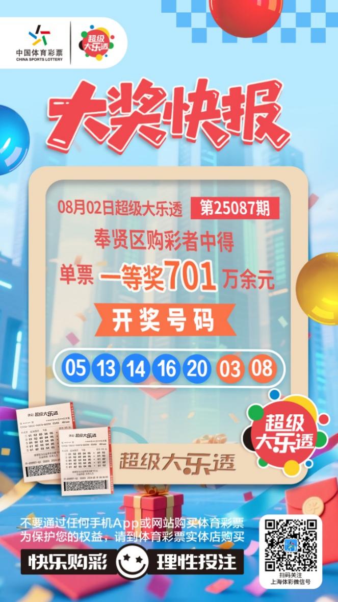 寻人！体彩超级大乐透第25087期701万大奖得主你在哪
